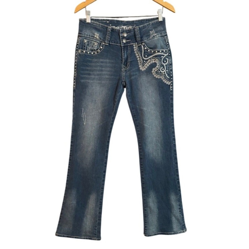 Trinity Ranch Montana West Signature Collection Studded Bootcut Jeans Blue Sz 9